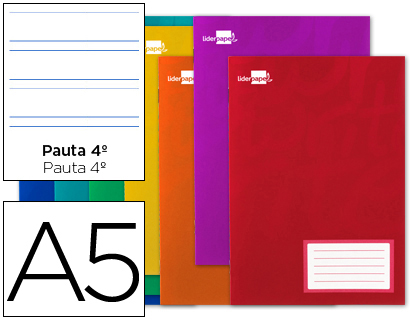 Libreta escolar Liderpapel A5 32h 60g/m² pauta 3,5mm. colores surtidos